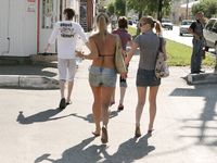 Feet - Ksusha A + Ira - 2008-05-04 Barefoot trips to Russian towns. Kamyshino