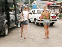 Feet - Ksusha A + Ira - 2008-05-04 Barefoot trips to Russian towns. Kamyshino