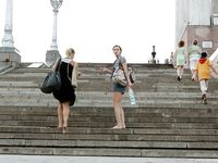 Feet - Ksusha A + Ira - 2008-05-04 Barefoot trips to Russian towns. Kamyshino