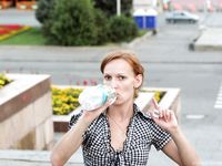 Feet - Ksusha A + Ira - 2008-05-04 Barefoot trips to Russian towns. Kamyshino