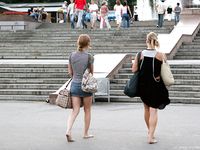 Feet - Ksusha A + Ira - 2008-05-04 Barefoot trips to Russian towns. Kamyshino