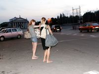 Feet - Ksusha A + Ira - 2008-05-04 Barefoot trips to Russian towns. Kamyshino