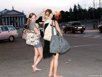 Feet - Ksusha A + Ira - 2008-05-04 Barefoot trips to Russian towns. Kamyshino