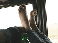 Feet - Ksusha A + Ira - 2008-05-04 Barefoot trips to Russian towns. Kamyshino