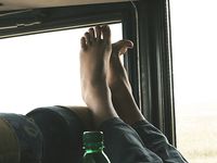 Feet - Ksusha A + Ira - 2008-05-04 Barefoot trips to Russian towns. Kamyshino