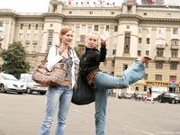 Feet - Ksusha A + Ira - 2008-05-04 Barefoot trips to Russian towns. Kamyshino