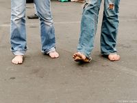 Feet - Ksusha A + Ira - 2008-05-04 Barefoot trips to Russian towns. Kamyshino