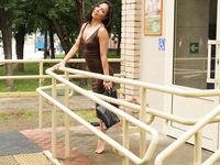 Feet - Liza C - 2017-12-08 Barefoot in the wet street