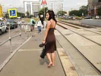 Feet - Liza C - 2017-12-08 Barefoot in the wet street