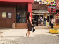 Feet - Liza C - 2017-12-08 Barefoot in the wet street