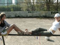 Feet - Margarita + Natasha B - 2009-03-24 Barefoot footbal