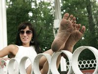Feet - Marina A - 2012-12-07 Beauty in light summer dress and sunglasses