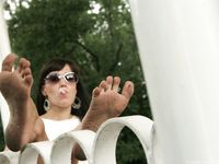 Feet - Marina A - 2012-12-07 Beauty in light summer dress and sunglasses