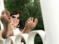 Feet - Marina A - 2012-12-07 Beauty in light summer dress and sunglasses