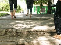 Feet - Marisha + Galya - 2007-07-31 Barefoot trips to Russian towns. Tcheboksary