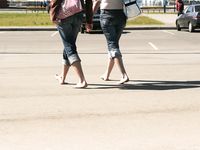 Feet - Marisha + Galya - 2007-07-31 Barefoot trips to Russian towns. Tcheboksary