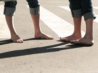 Feet - Marisha + Galya - 2007-07-31 Barefoot trips to Russian towns. Tcheboksary