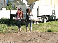 Feet - Marisha + Galya - 2007-07-31 Barefoot trips to Russian towns. Tcheboksary