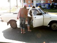 Feet - Marisha + Galya - 2007-07-31 Barefoot trips to Russian towns. Tcheboksary