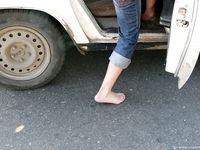 Feet - Marisha + Galya - 2007-07-31 Barefoot trips to Russian towns. Tcheboksary