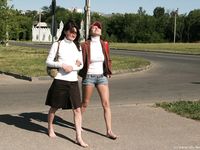 Feet - Marisha + Galya - 2007-07-31 Barefoot trips to Russian towns. Tcheboksary