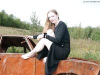 Feet - Nastya - 2003-10-15 A cemetery of used cars & deep in a wild forest with dirty soles