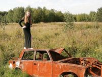 Feet - Nastya - 2003-10-15 A cemetery of used cars & deep in a wild forest with dirty soles