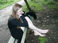 Feet - Nastya - 2003-10-15 A cemetery of used cars & deep in a wild forest with dirty soles