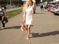 Feet - Nastya F - 2017-04-18 A barefoot blonde in a white dress