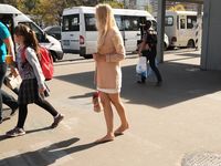 Feet - Nastya F - 2017-04-18 A barefoot blonde in a white dress