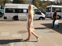 Feet - Nastya F - 2017-04-18 A barefoot blonde in a white dress