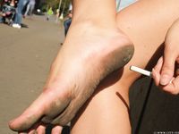 Feet - Nastya F - 2017-04-18 A barefoot blonde in a white dress