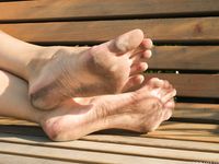 Feet - Nastya F - 2017-04-18 A barefoot blonde in a white dress