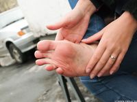 Feet - Nina D - 2017-04-19 Bare feet in the cold slush