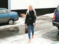 Feet - Nina D - 2017-04-19 Bare feet in the cold slush