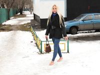 Feet - Nina D - 2017-04-19 Bare feet in the cold slush