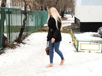 Feet - Nina D - 2017-04-19 Bare feet in the cold slush