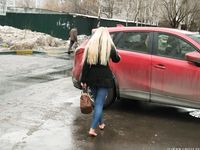 Feet - Nina D - 2017-04-19 Bare feet in the cold slush