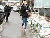 Feet - Nina D - 2017-04-19 Bare feet in the cold slush