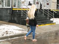 Feet - Nina D - 2017-04-19 Bare feet in the cold slush