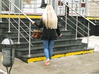 Feet - Nina D - 2017-04-19 Bare feet in the cold slush