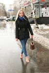 Feet - Nina D - 2017-04-19 Bare feet in the cold slush