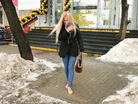 Feet - Nina D - 2017-04-19 Bare feet in the cold slush
