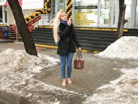 Feet - Nina D - 2017-04-19 Bare feet in the cold slush