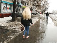 Feet - Nina D - 2017-04-19 Bare feet in the cold slush