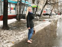 Feet - Nina D - 2017-04-19 Bare feet in the cold slush