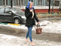 Feet - Nina D - 2017-04-19 Bare feet in the cold slush