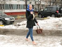 Feet - Nina D - 2017-04-19 Bare feet in the cold slush