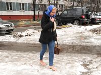 Feet - Nina D - 2017-04-19 Bare feet in the cold slush