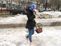 Feet - Nina D - 2017-04-19 Bare feet in the cold slush